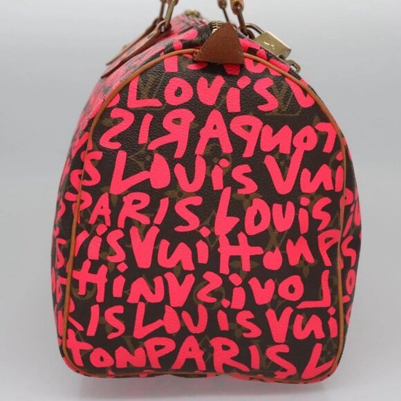 LOUIS VUITTON Monogram Graffiti Speedy 30 Hand Bag Pink M93704 LV Auth 115047AV - Picture 3 of 16